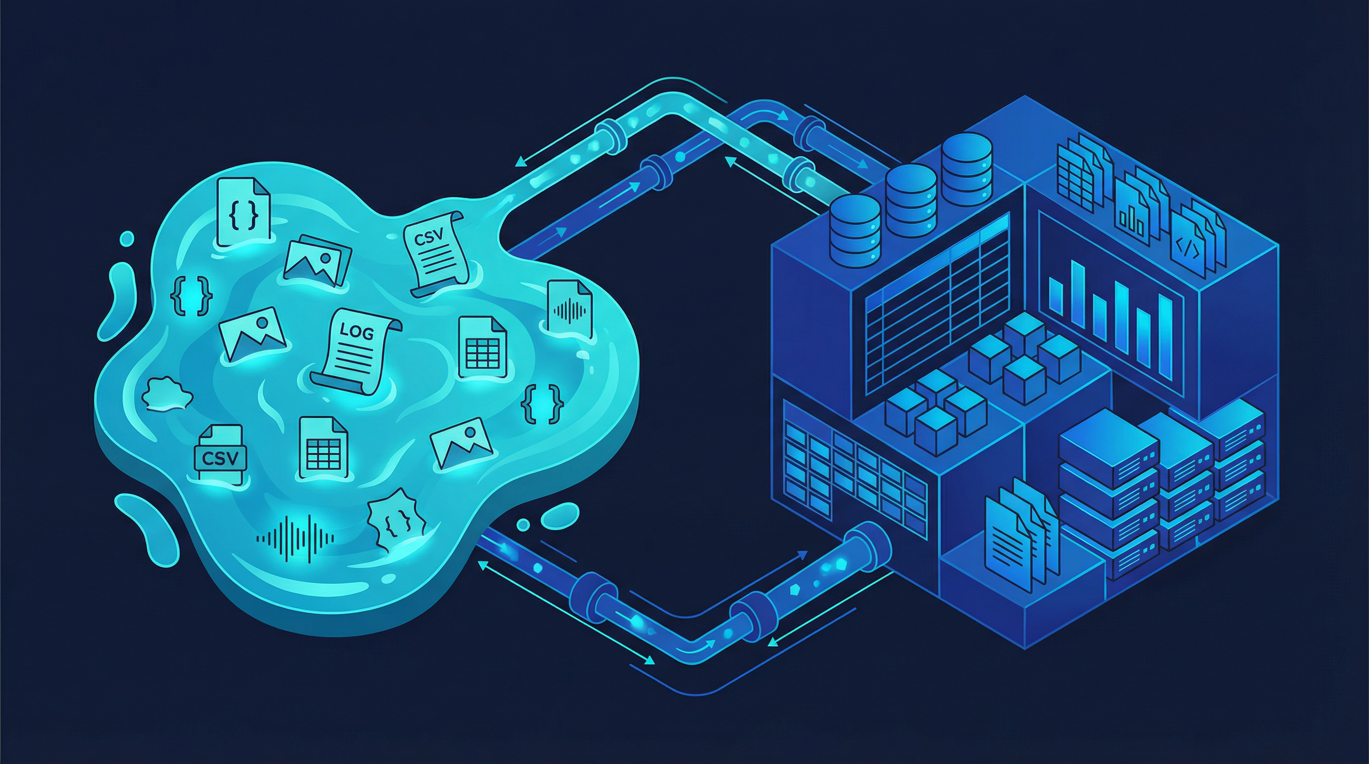 Dois repositórios de dados estilizados representando Data Lake e Data Warehouse